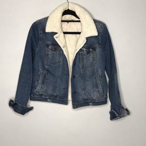TopShop Sherpa Lined Denim Jacket Size 10